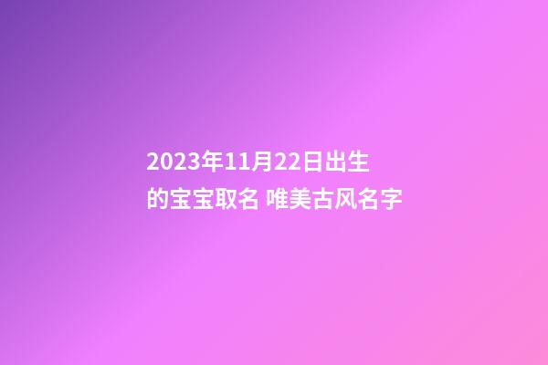 2023年11月22日出生的宝宝取名 唯美古风名字